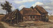 Cottage with Decrepit Barn and Stooping Woman (nn04) Vincent Van Gogh